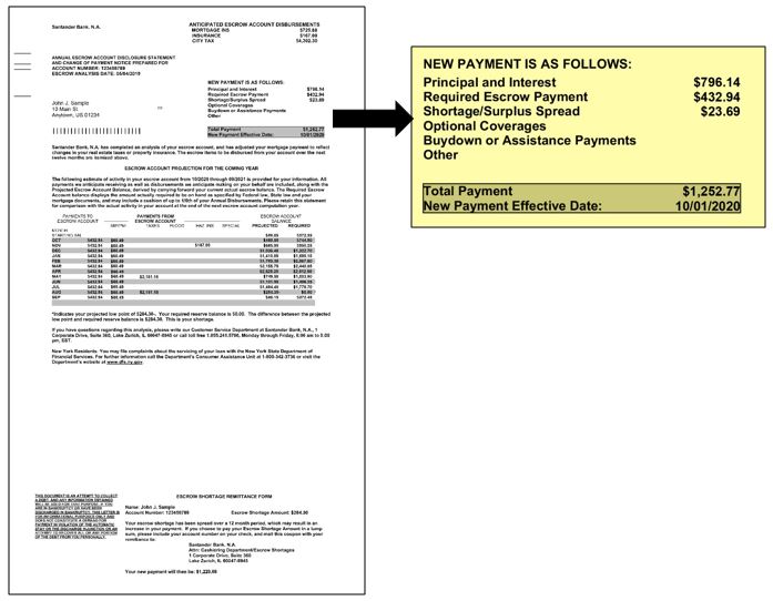 How to Find Your Escrow Balance or Shortage | Santander Bank ...