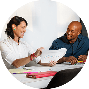 woman reviewing data with a man